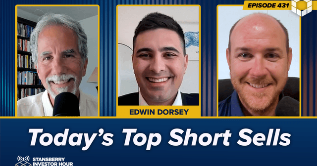 Podcast cover for Episode 431: Today's Top Short Sells, From AI Victims to Chinese Scams